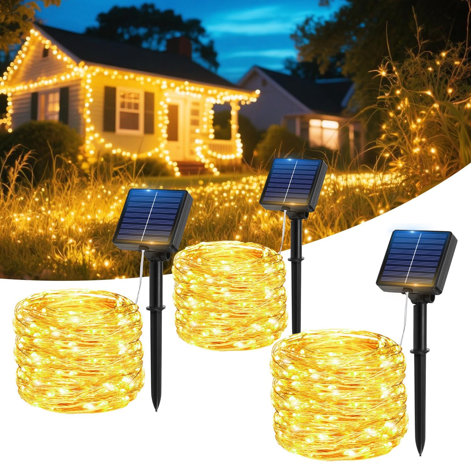 Hoteril 3pcs Solar 17M 150 LED