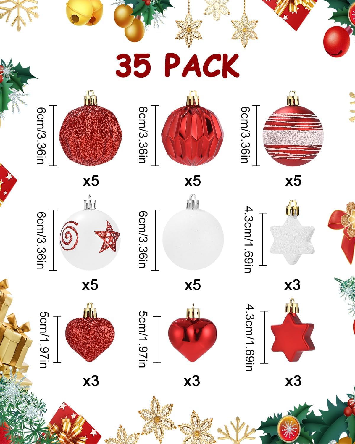 SOBEAU Decoración Bolas 35 Piezas - Imagen 2